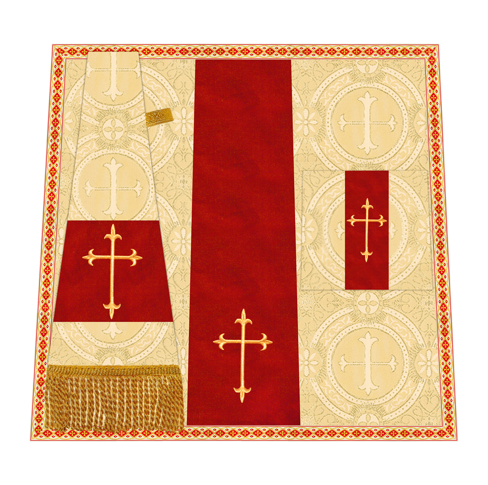 Liturgical Cross Embroidered Mass Set and braided trims