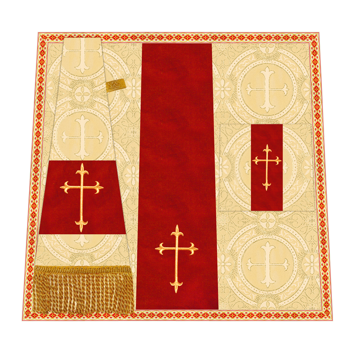 Liturgical Cross Embroidered Mass Set and braided trims