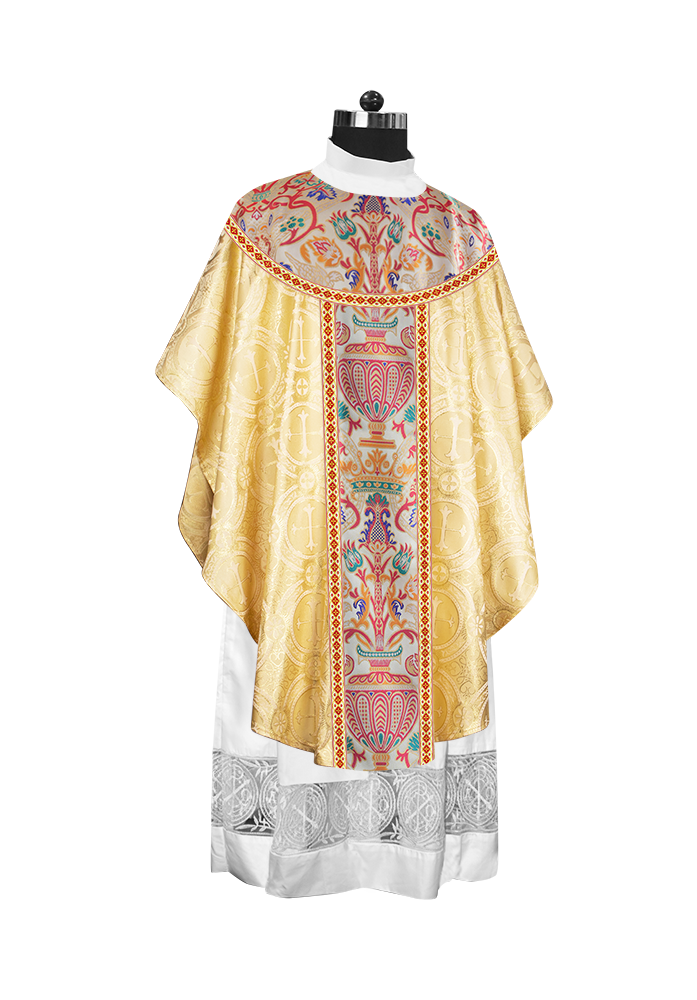 Gothic Chasuble in Coronation Tapestry Enhanced with Orphrey and Trims