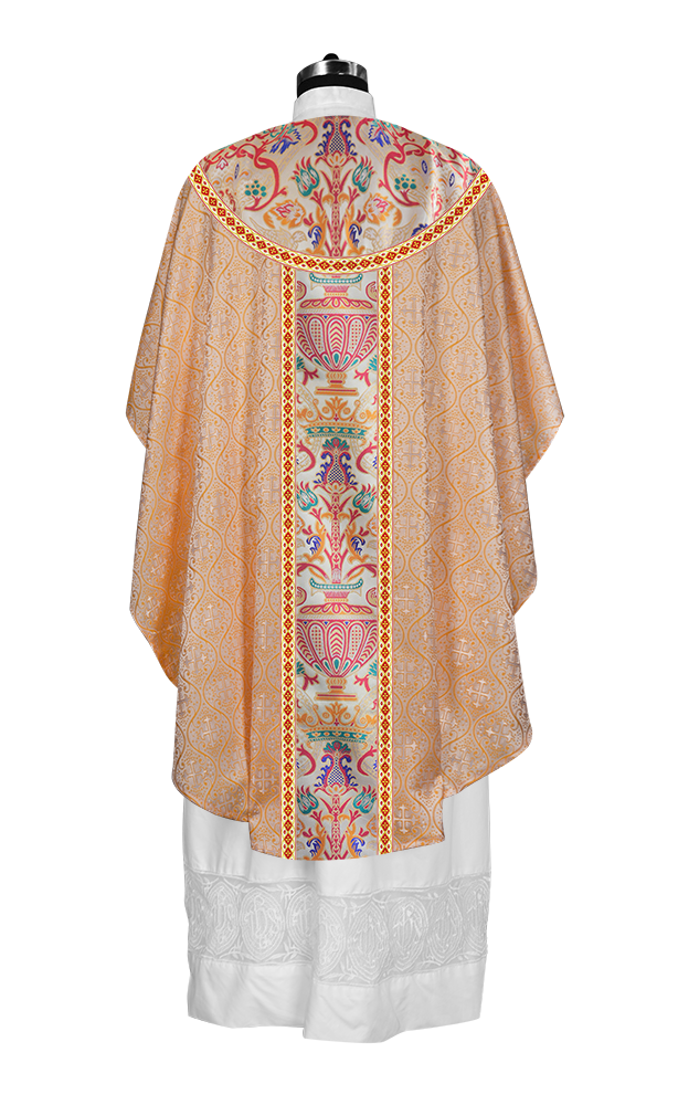 Gothic Chasuble in Coronation Tapestry Enhanced with Orphrey and Trims