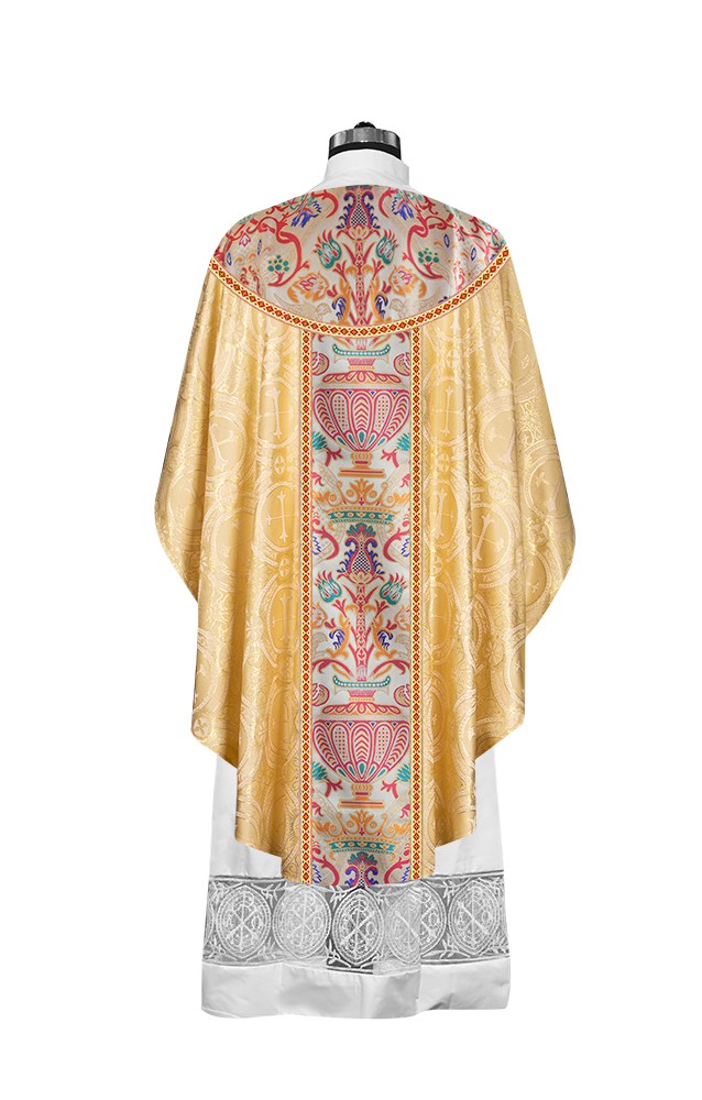 Gothic Chasuble in Coronation Tapestry Enhanced with Orphrey and Trims
