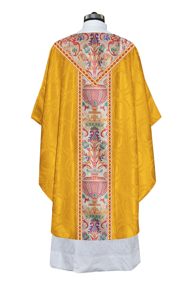 Gothic Chasuble in Coronation Tapestry Enhanced with Orphrey and Trims