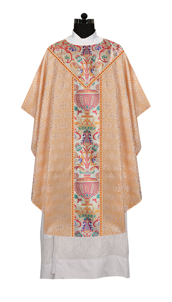 Gothic Chasuble in Coronation Tapestry Enhanced with Orphrey and Trims