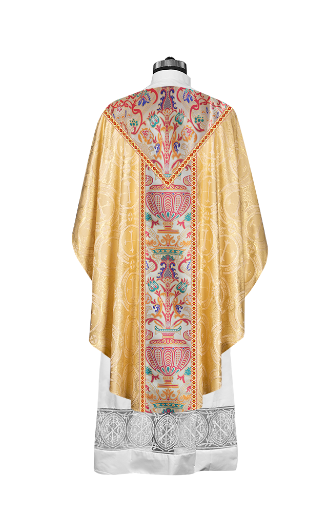 Gothic Chasuble in Coronation Tapestry Enhanced with Orphrey and Trims