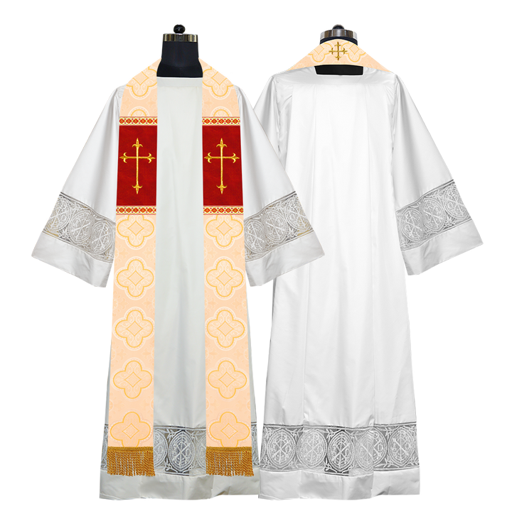 Liturgical Stole with Embroidered Motif and Trims