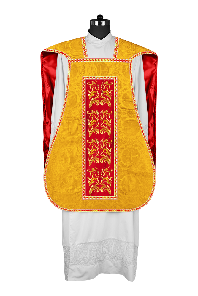 Roman Chasuble Vestment With Woven Braids and Trims