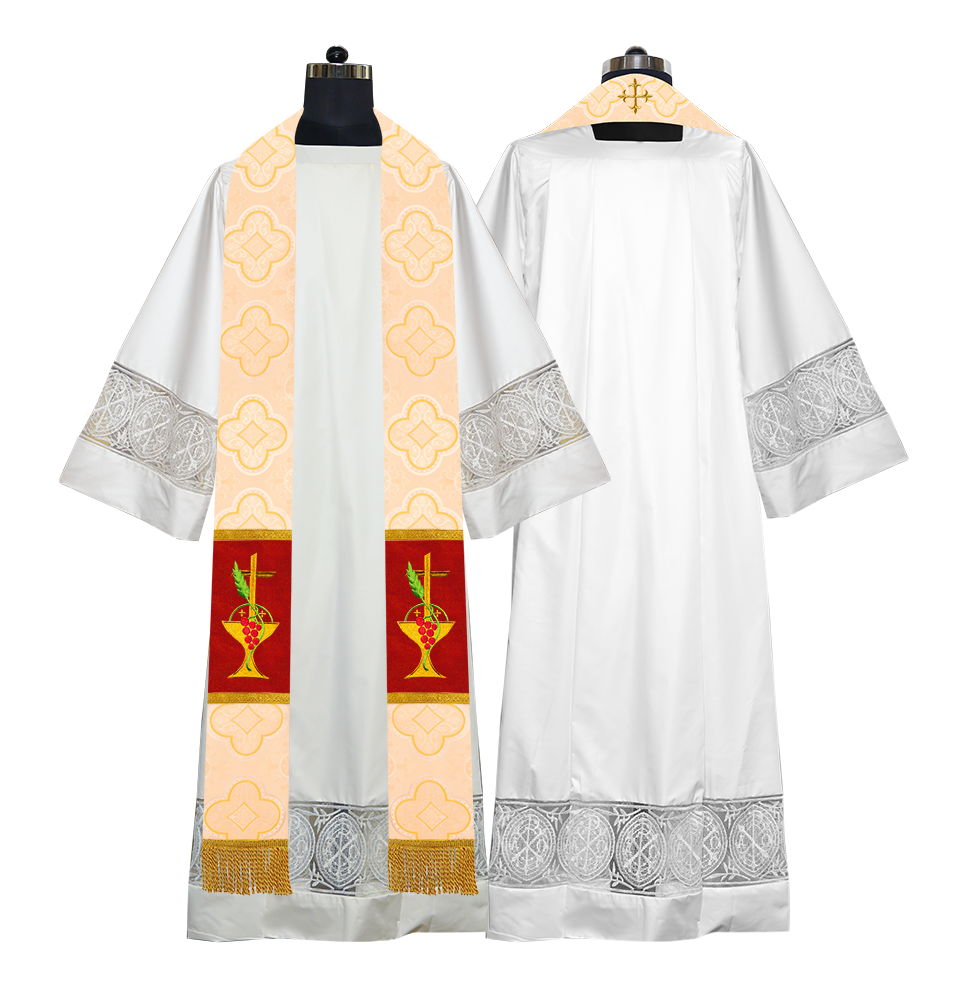 Communion Motif Embroidered Priest Stole