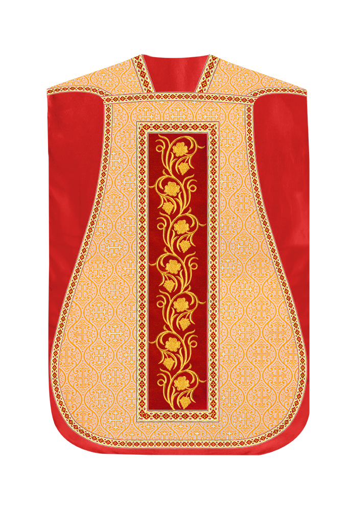 Roman Chasuble Vestment With Grapes Embroidery and Trims