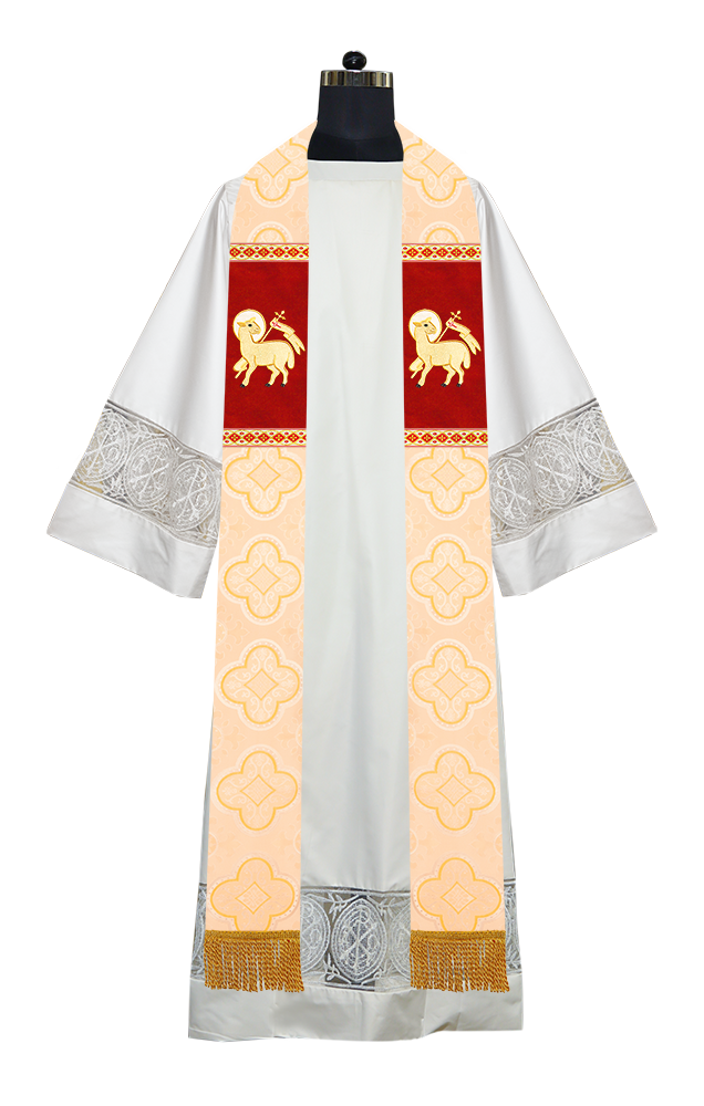 Liturgical Stole with Embroidered Motif and Trims