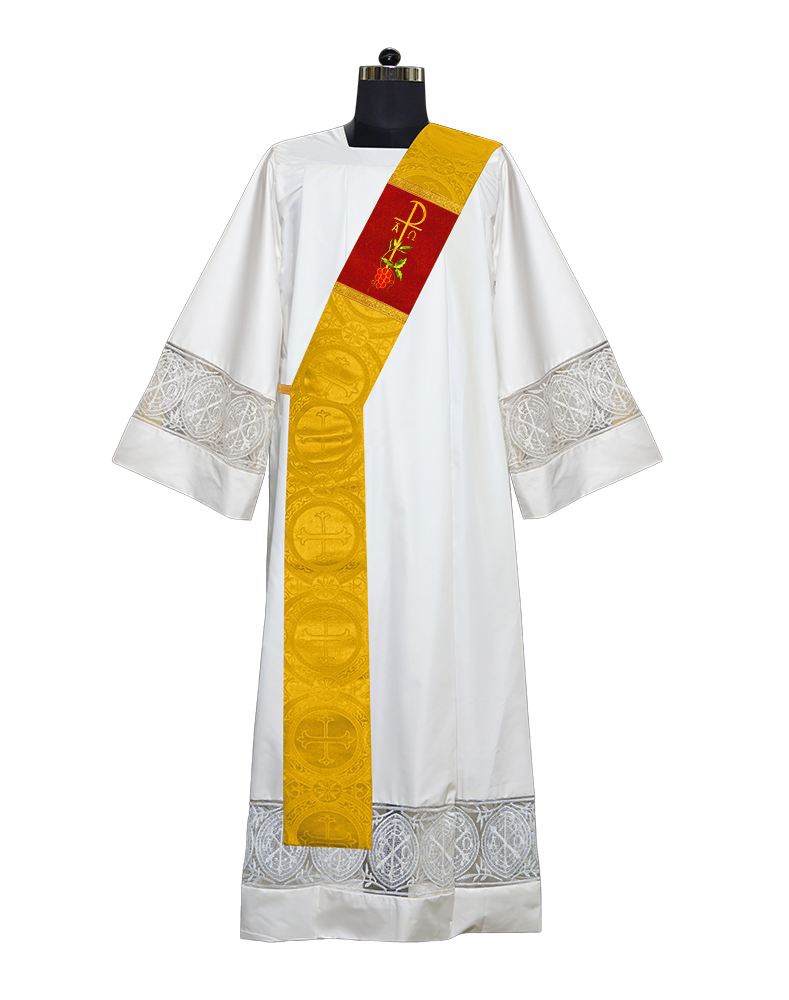 Chi Rho with Grapes Adorned Deacon Stole