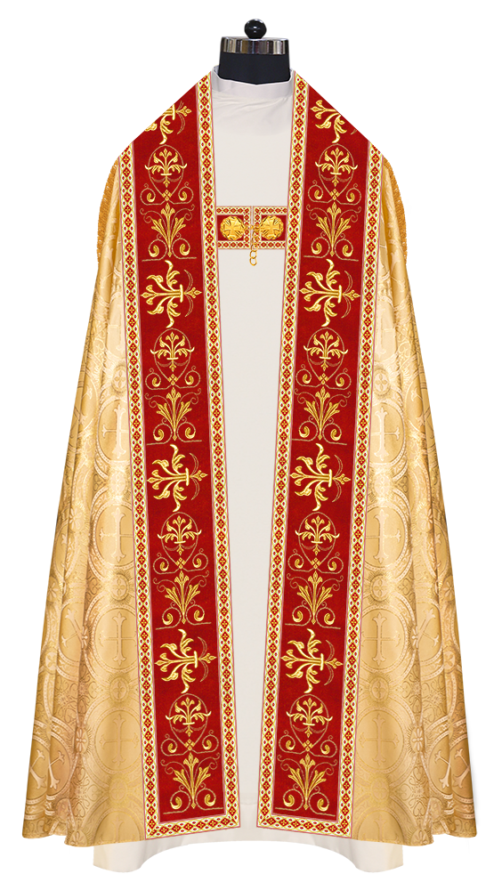 Embroidered Roman Cope Vestment with Braided Trims