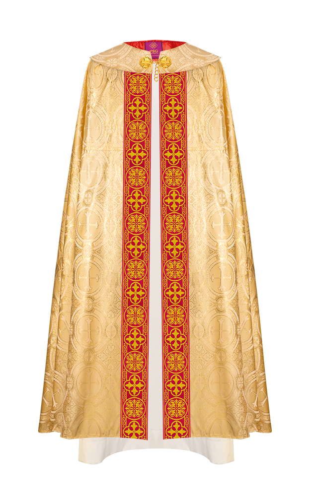 Gothic Cope Vestment with Y Type Braided Trims and Motifs