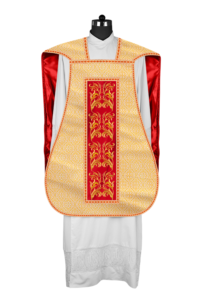 Roman Chasuble Vestment With Woven Braids and Trims