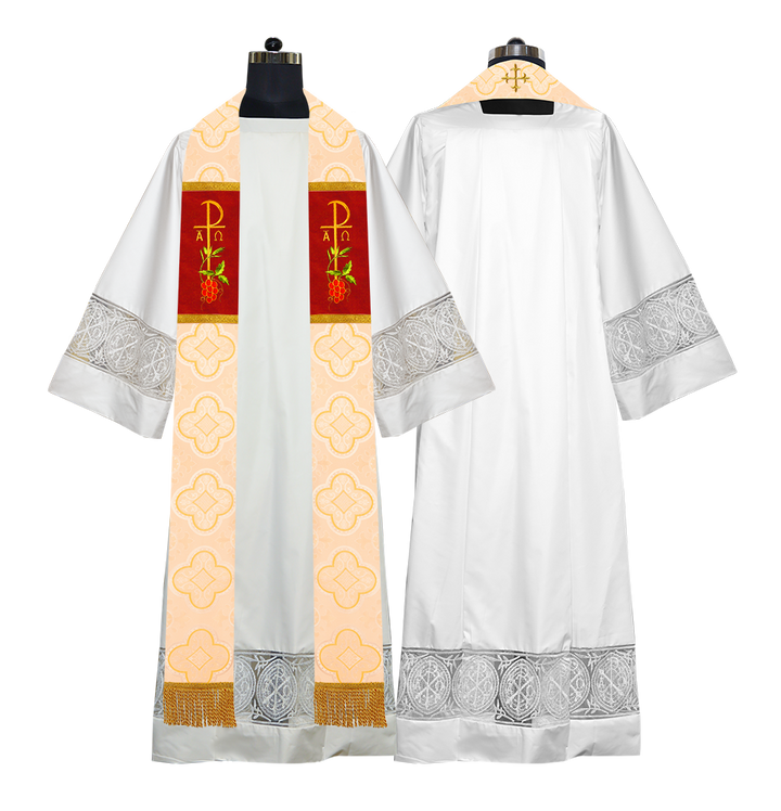 Chi Rho with Grapes Embroidered Clergy Stole