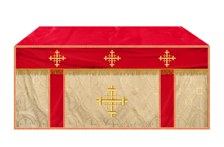 Church Altar Cloth with Braided Cross and Trims