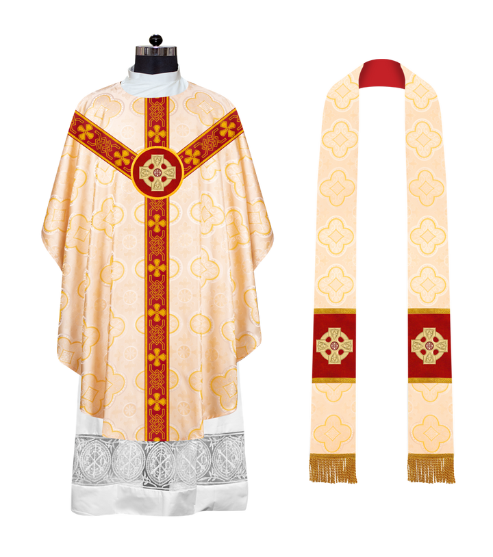 Gothic Chasuble adorned with lace and CEEC Motif