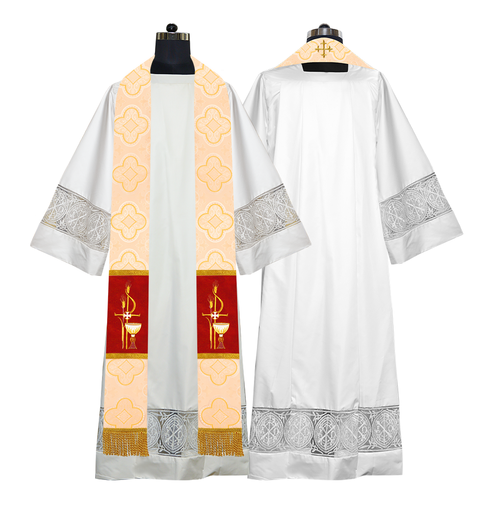 PAX with Chalice Embroidered Priest Stole