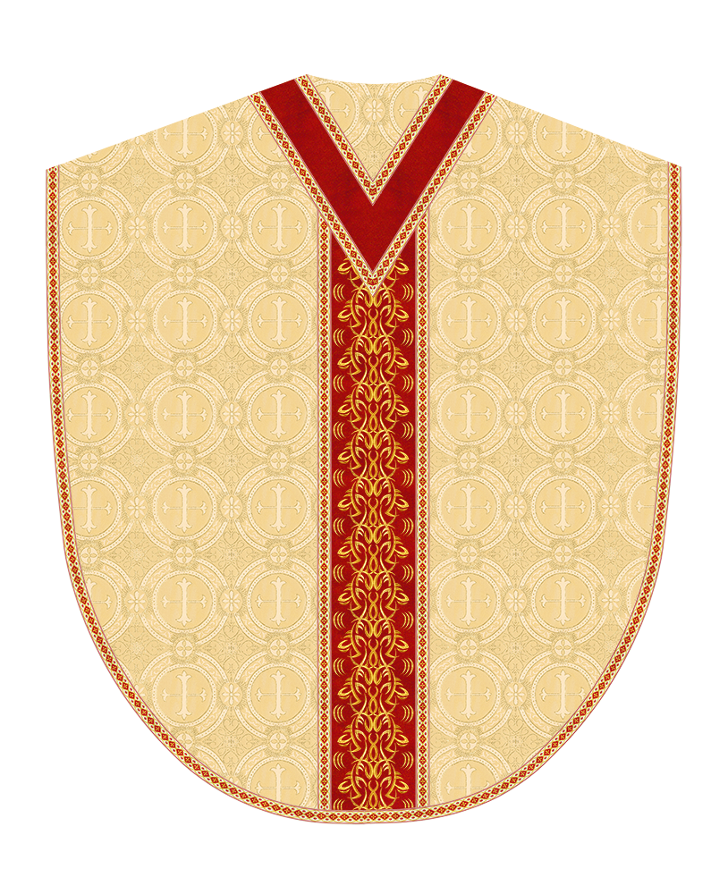 Borromean Chasuble Vestment With Braided Orphrey and Trims