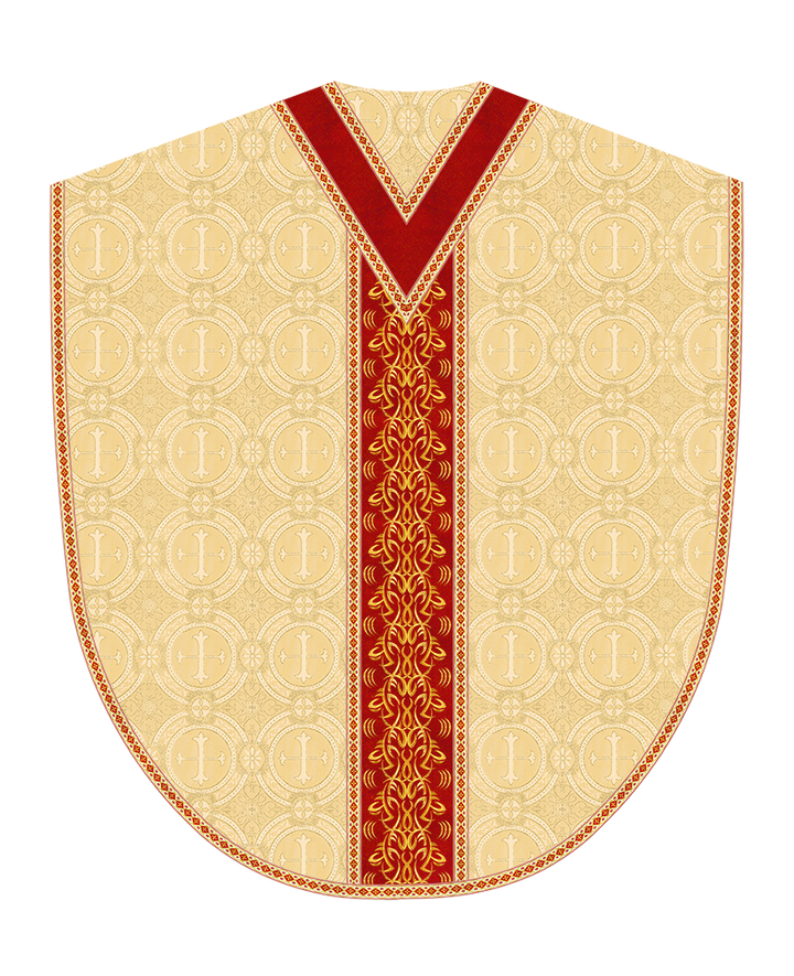 Borromean Chasuble Vestment With Braided Orphrey and Trims