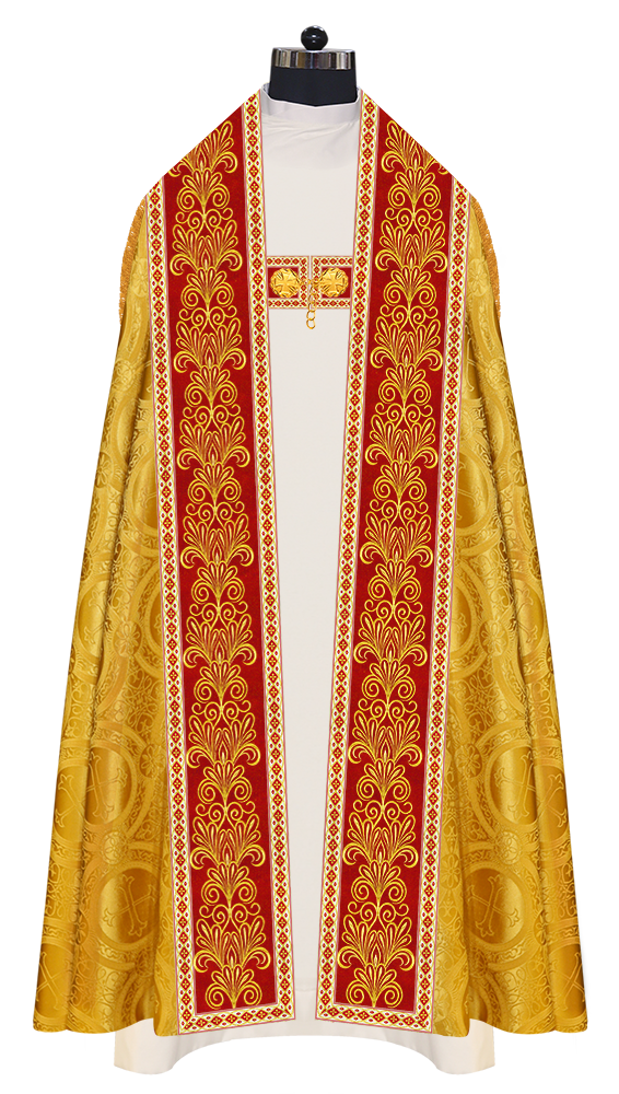 Roman Cope Vestment with Spiritual Motif and Adorned Embroidery