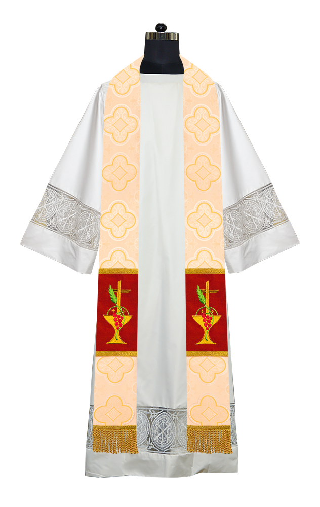 Communion Motif Embroidered Priest Stole