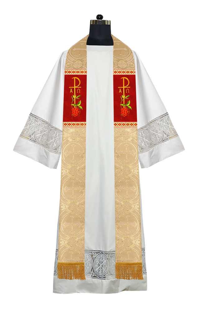 Embroidered Chi Rho with Grapes Clergy Stole