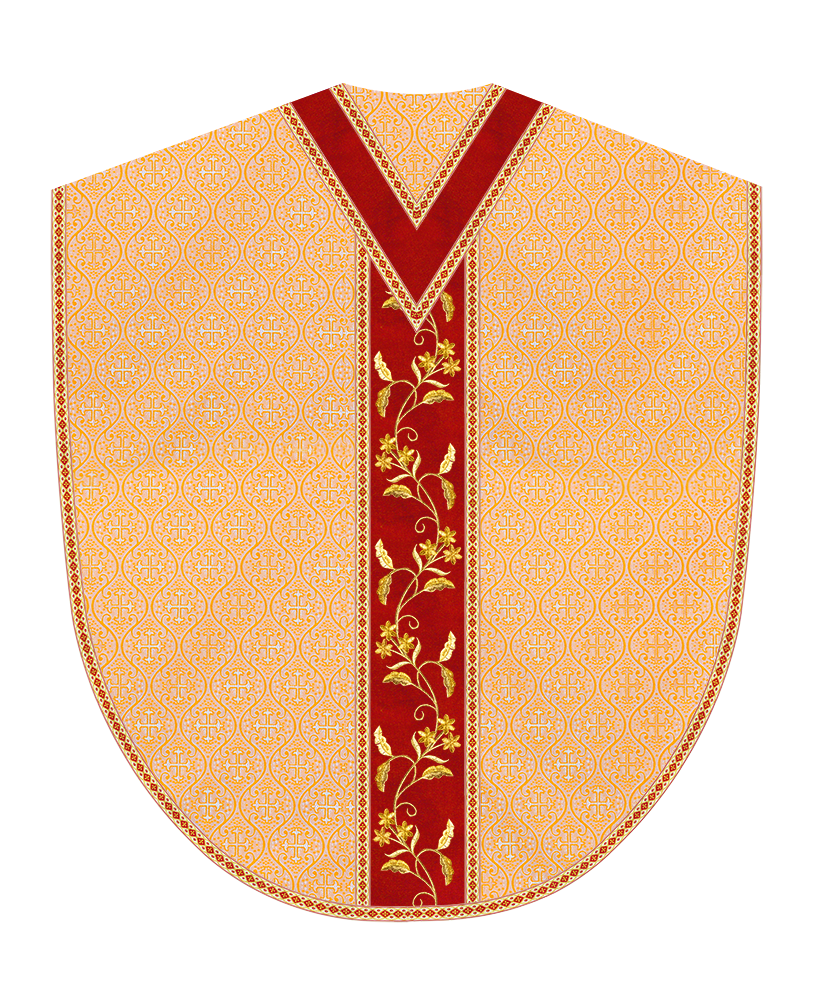 Borromean Chasuble Vestment Ornated With Floral Design and Trims