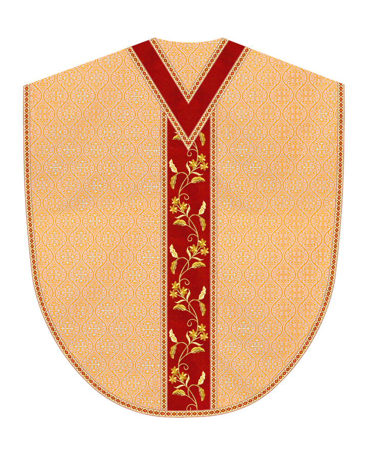 Borromean Chasuble Vestment Ornated With Floral Design and Trims