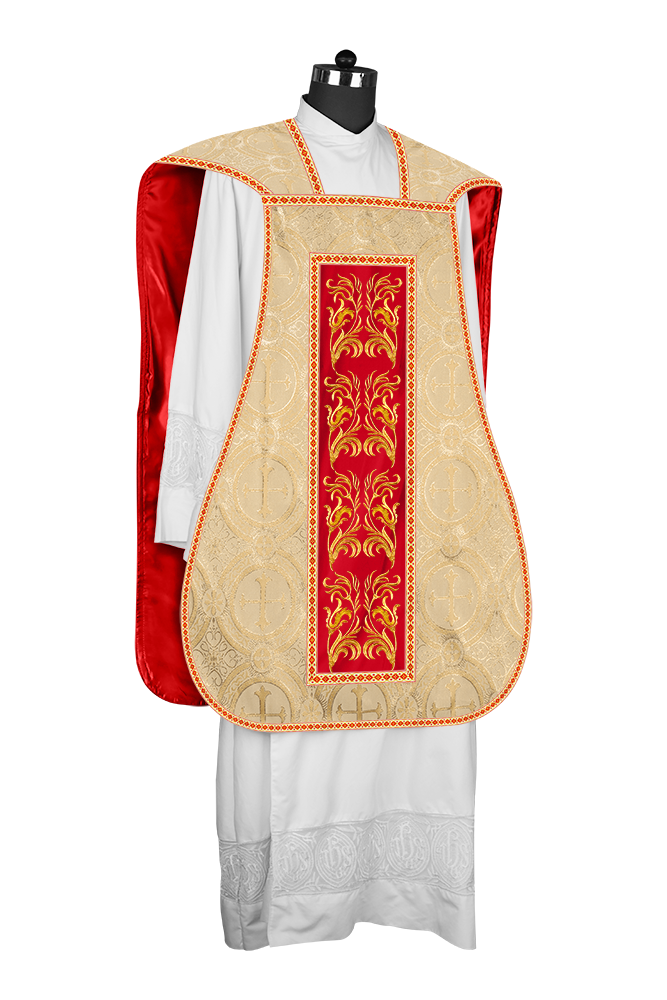 Roman Chasuble Vestment With Woven Braids and Trims