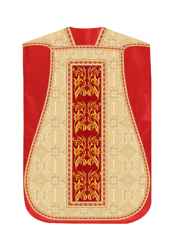 Roman Chasuble Vestment With Woven Braids and Trims