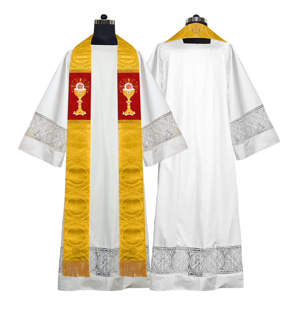 Chalice with IHS Embroidered Clergy Stole