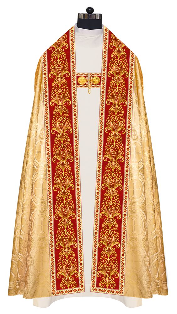 Roman Cope Vestment with Spiritual Motif and Adorned Embroidery