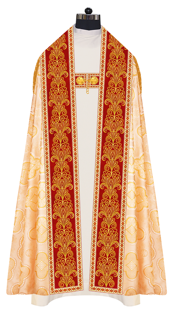 Roman Cope Vestment with Spiritual Motif and Adorned Embroidery