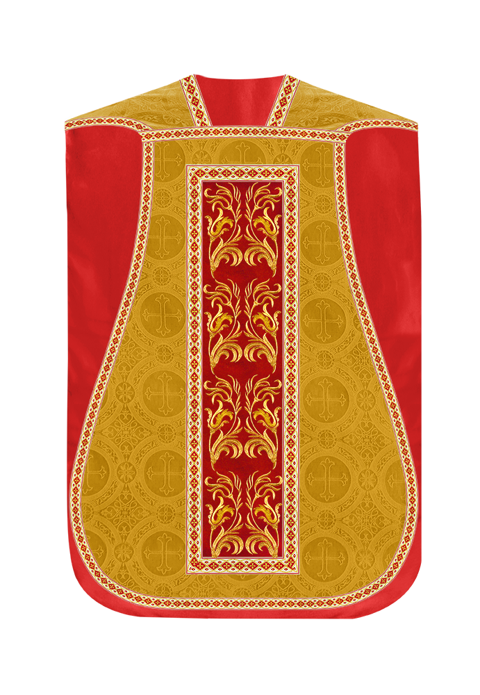 Roman Chasuble Vestment With Woven Braids and Trims