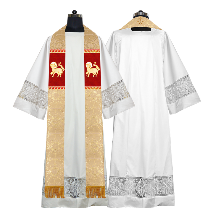 Liturgical Stole with Embroidered Motif and Trims