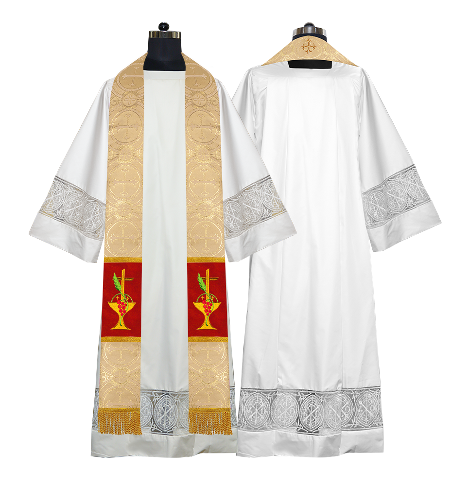 Communion Motif Embroidered Priest Stole