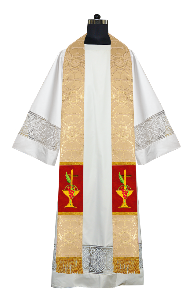 Communion Motif Embroidered Priest Stole