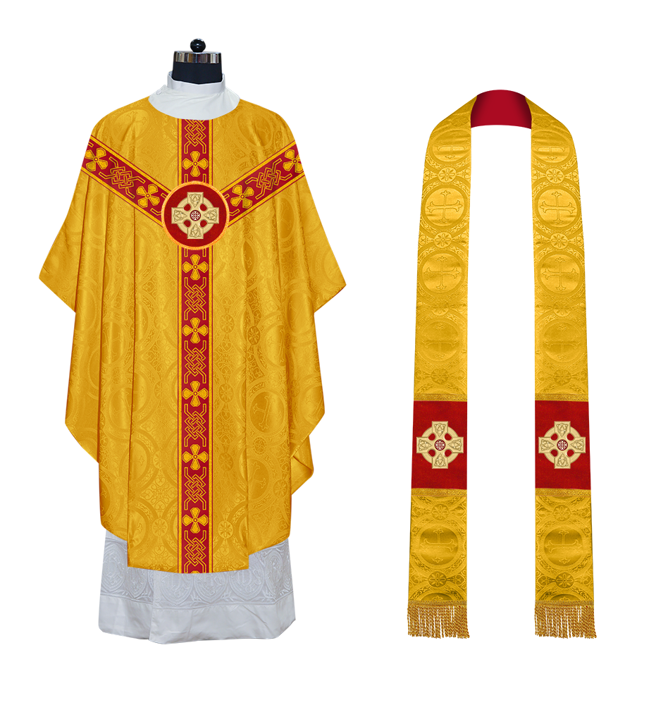 Gothic Chasuble adorned with lace and CEEC Motif