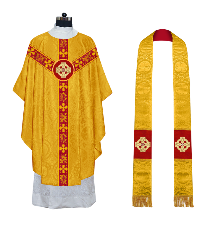 Gothic Chasuble adorned with lace and CEEC Motif