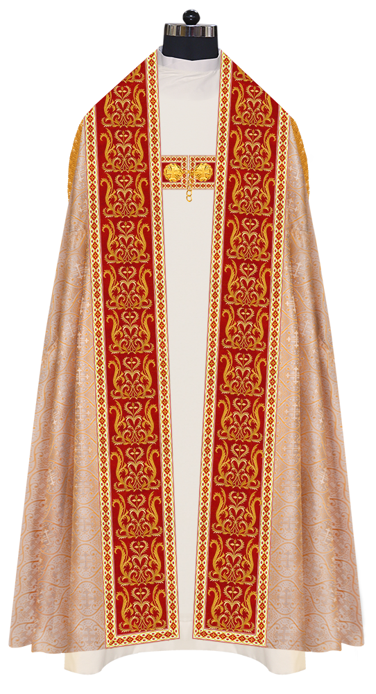 Roman Cope Vestment with Braid Embroidered Orphrey