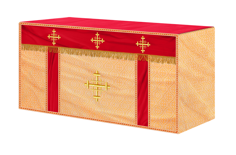 Church Altar Cloth with Braided Cross and Trims