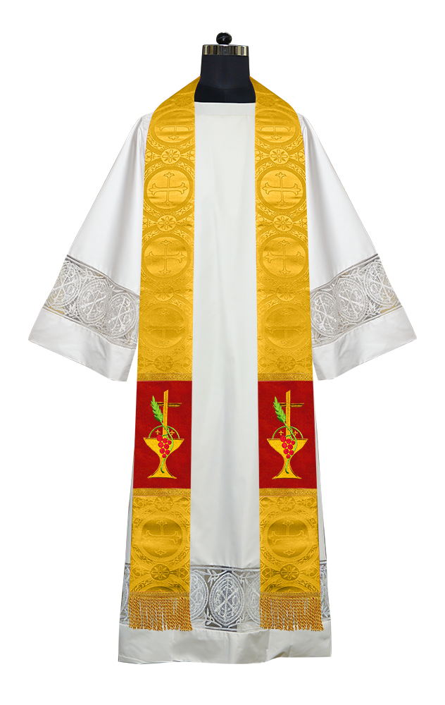 Communion Motif Embroidered Priest Stole