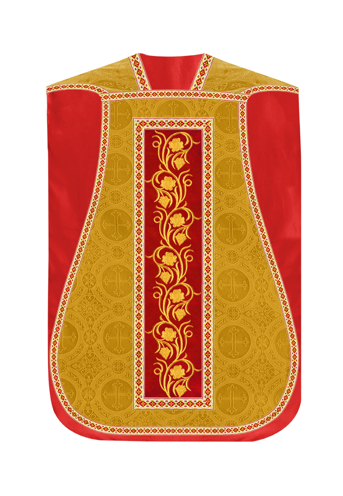 Roman Chasuble Vestment With Grapes Embroidery and Trims