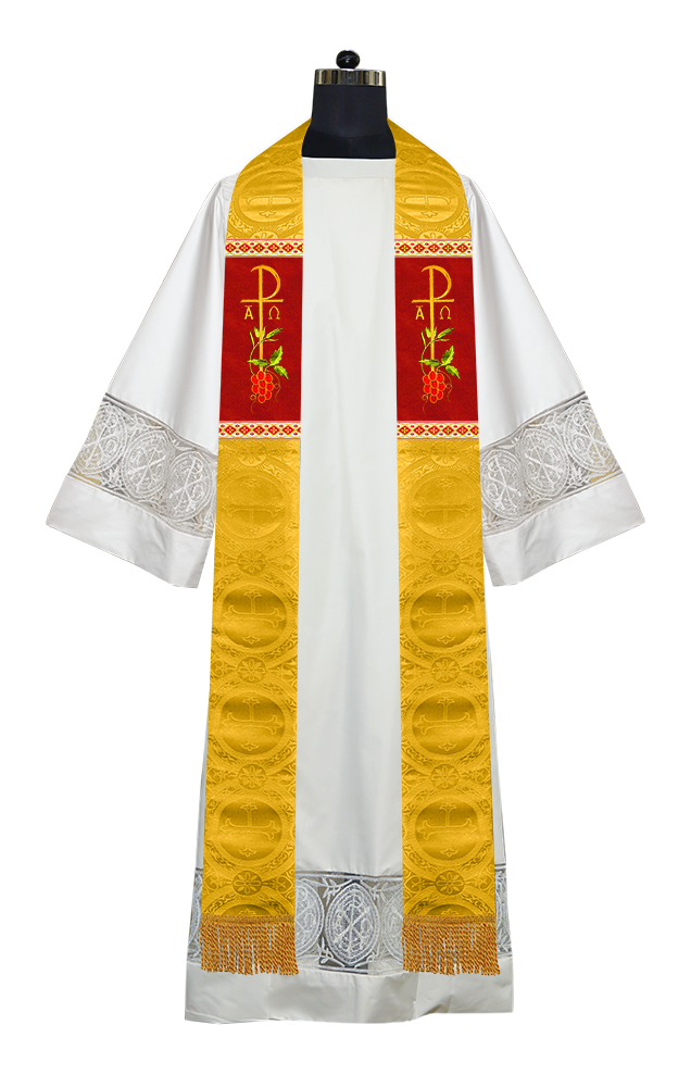 Embroidered Chi Rho with Grapes Clergy Stole