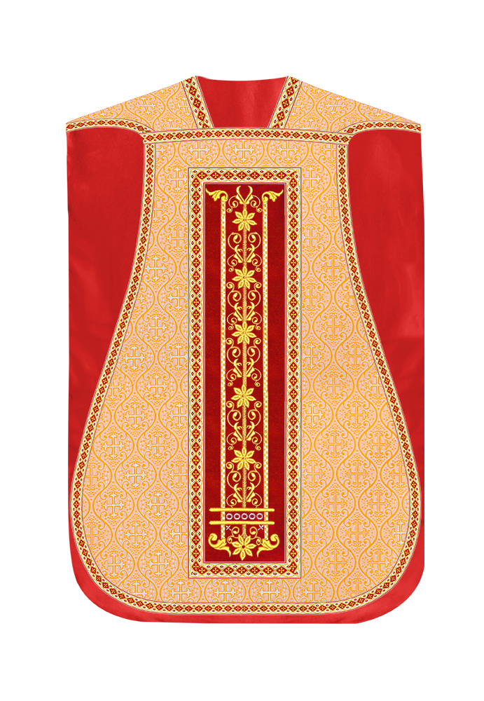 Roman Chasuble Vestment Enhanced With Orphrey and Trims