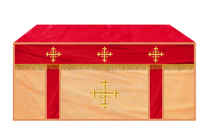 Church Altar Cloth with Braided Cross and Trims