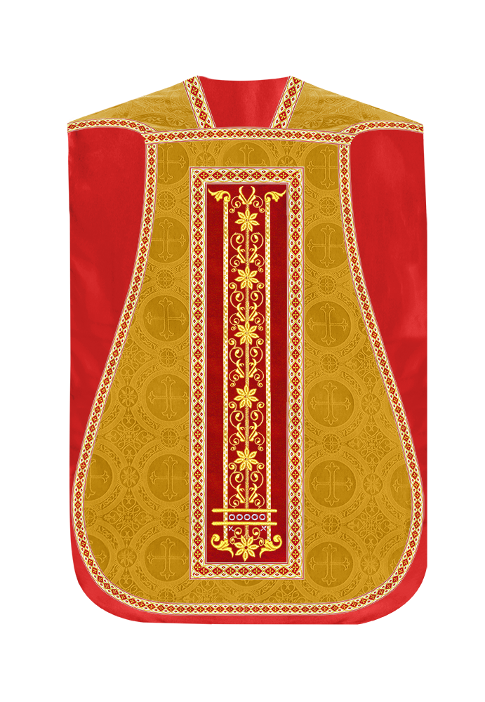 Roman Chasuble Vestment Enhanced With Orphrey and Trims