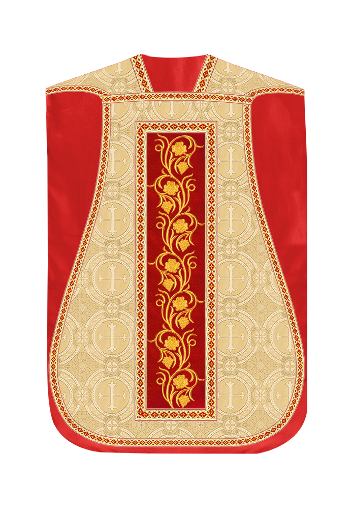 Roman Chasuble Vestment With Grapes Embroidery and Trims