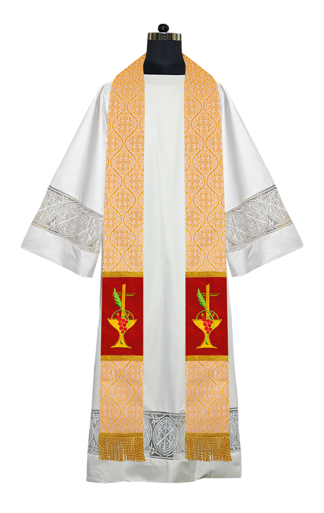 Communion Motif Embroidered Priest Stole