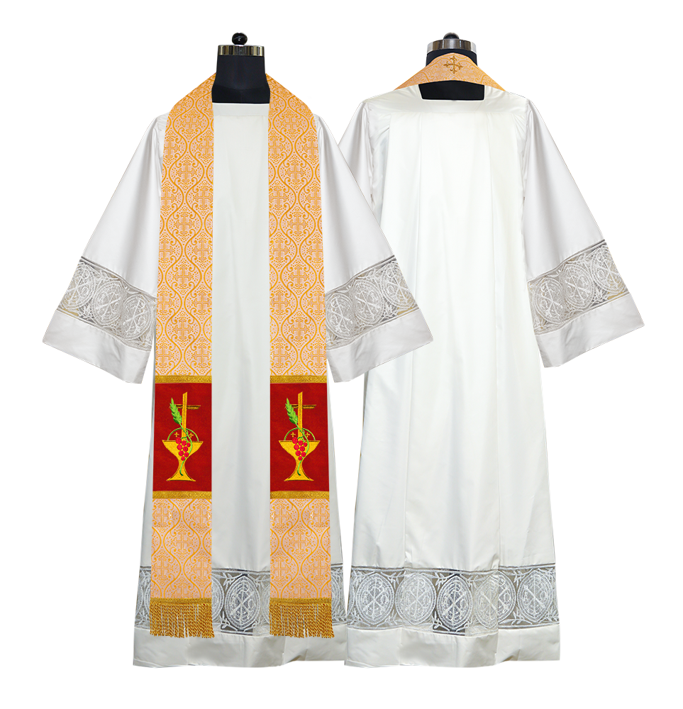 Communion Motif Embroidered Priest Stole